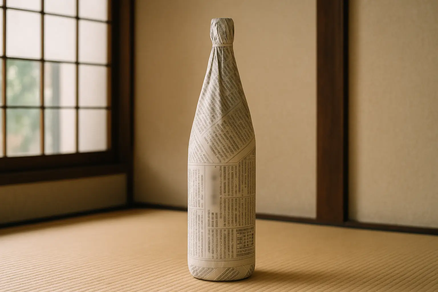 Japanese sake bottles stored away from sunlight