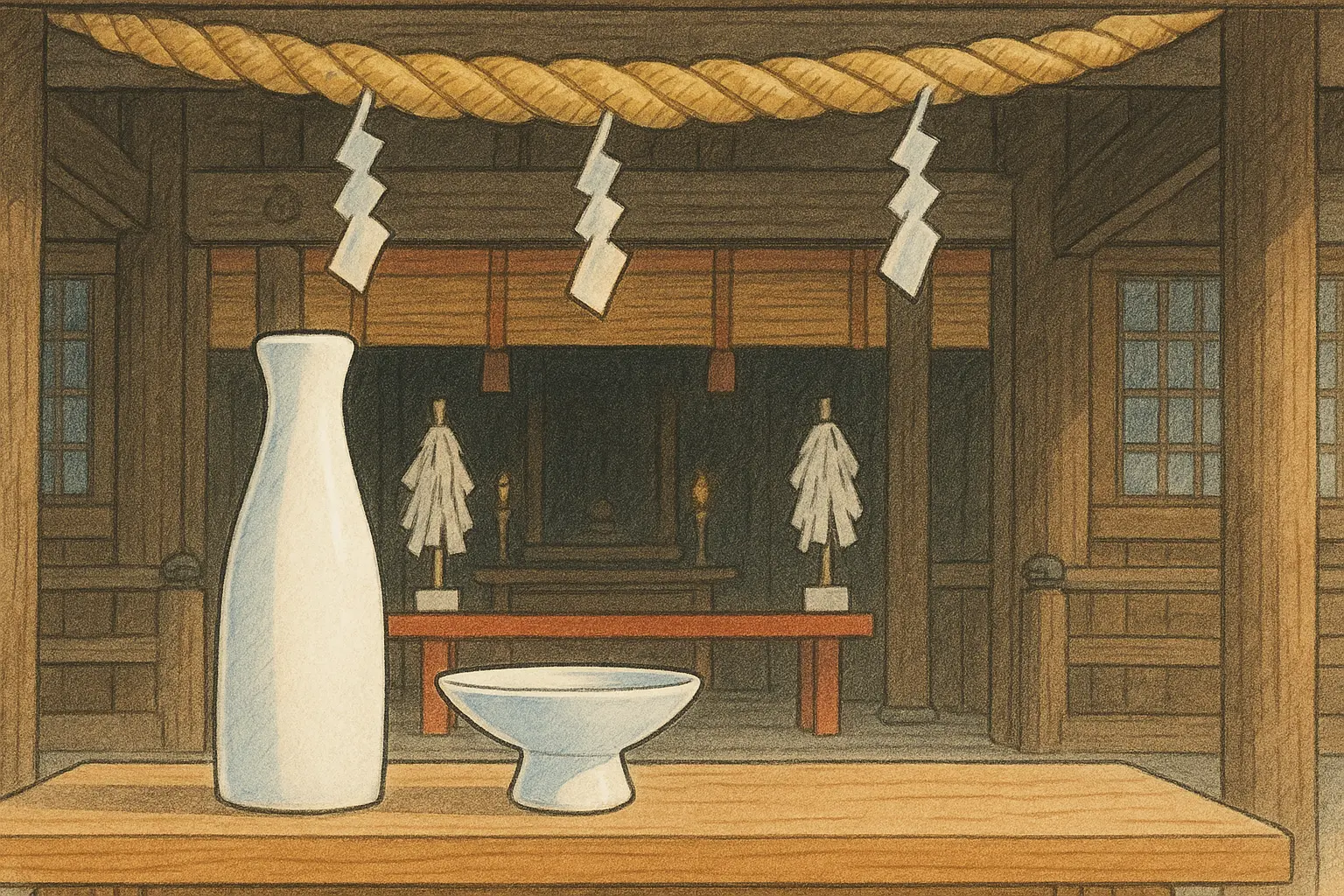 神社拜殿供奉的神酒