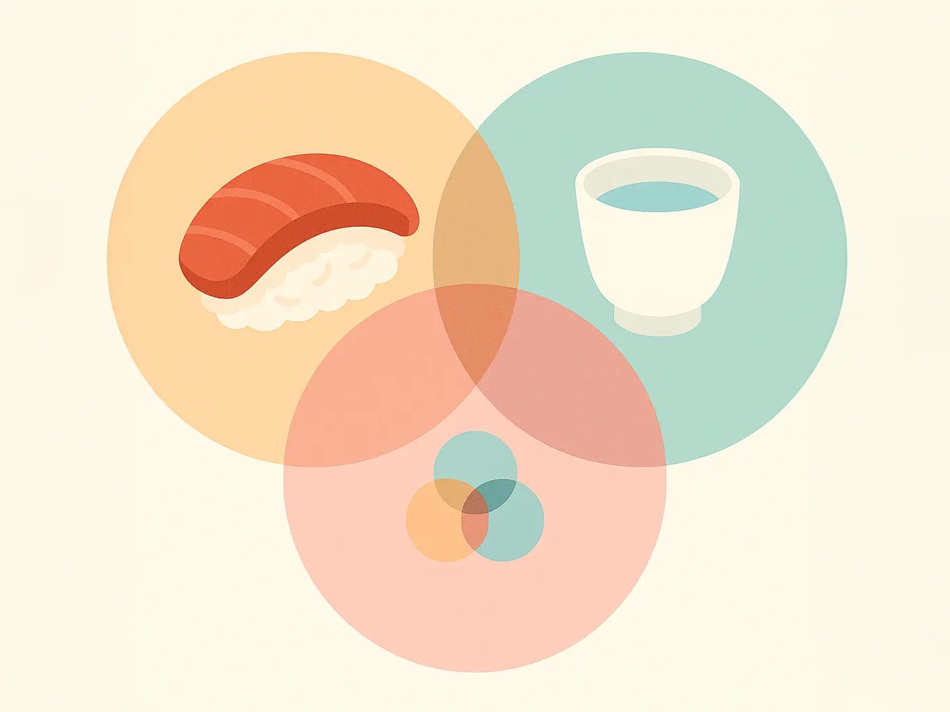 Taste balance of sushi and sake